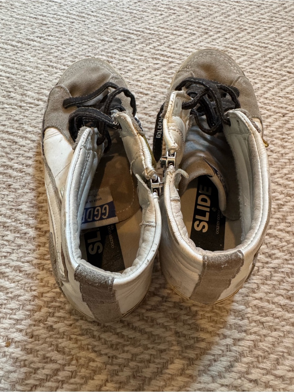 Golden Goose Slide High-Top Sneakers in White and Beige - Picture 6 of 7